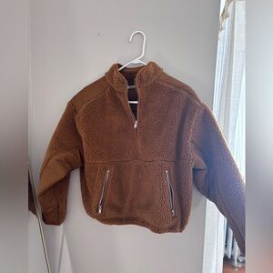 Madewell Brown Sherpa Zip-Up Jacket